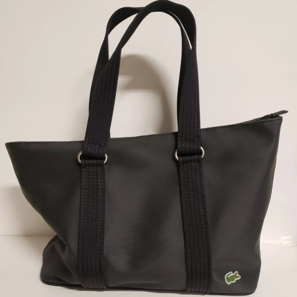 Lacoste Shoulder Bag Black PVC wSmaller Bag Inside